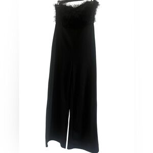 SHEIN Black Fun Trim Strapless Jumpsuit